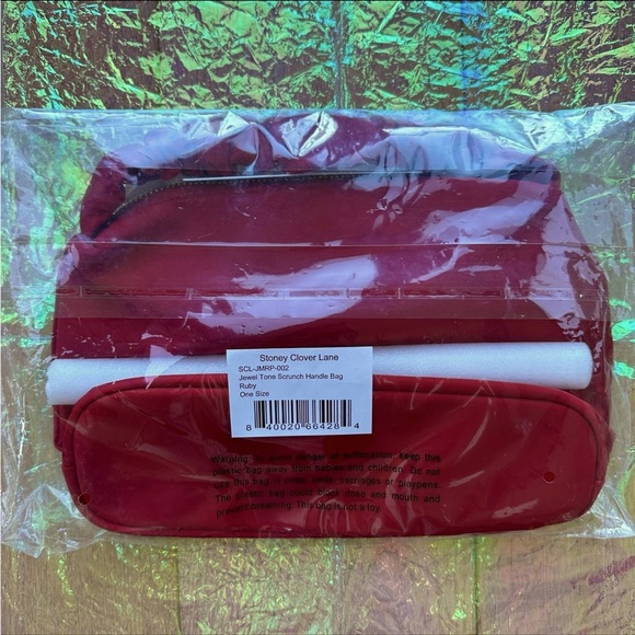 🆕 Stoney Clover Lane Ruby Red Nylon Classic Scrunch Handle Bag - Picture 7 of 14